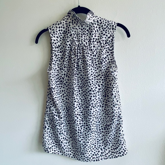J. Crew White Leopard Printing Sleeveless Shirt - Picture 2 of 3